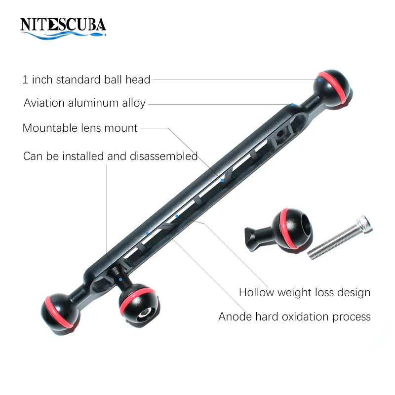 Фото Кронштейн для подводной фотосъемки nitedive light arm, шариковый адаптер, кронштейн для корпуса RX100 TG6 YS D2 S2000 strobe, для подводной съемки №3