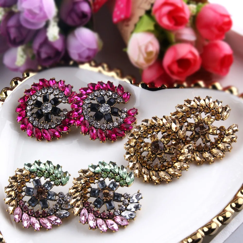 2019 Новые Хрустальные стеклянные серьги кольца цветок для женщин модные
