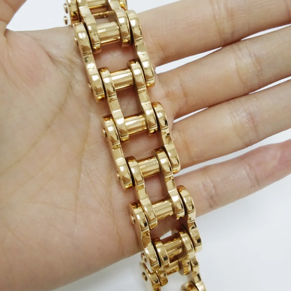 Тяжелый 18/22 мм мужской серебряный/золотой цвет мотор Байкерская цепочка браслет