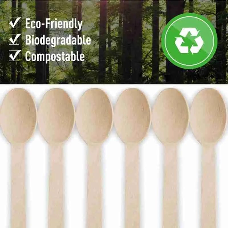 

100pcs Disposable Wooden Mini Spoon Ice Cream Spoon Kitchen Tableware Scoop Dessert Western Dessert Party Spoon Wood Weddin D2N0