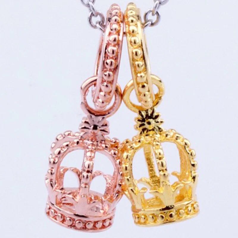 

Original 925 Sterling Silver Charm Rose Gold Fashion Crown Pendant Fit Pandora Women Bracelet & Necklace Diy Jewelry