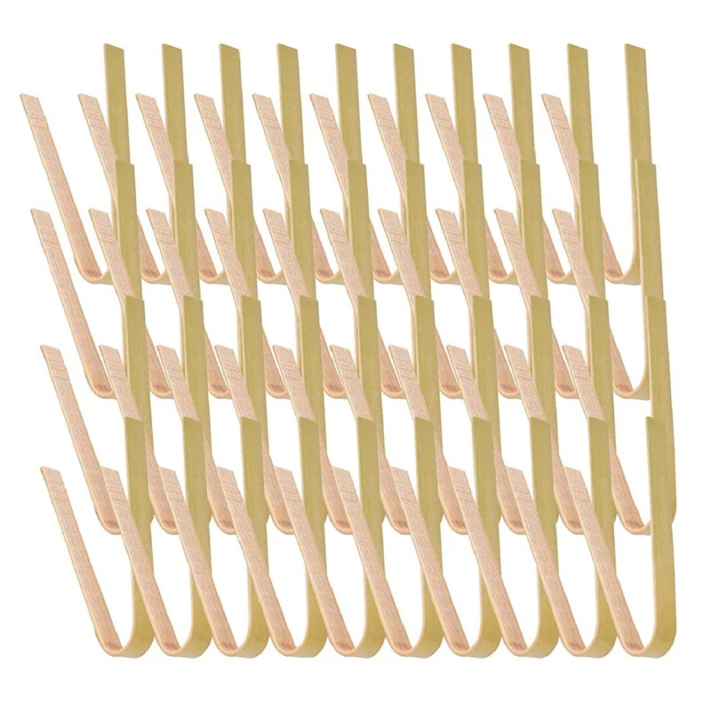 

Mini Bamboo Disposable Tongs - 100PCS Disposable Tongs 4inch Bamboo Tongs for Toaster Eco-Friendly for Catering, Buffet