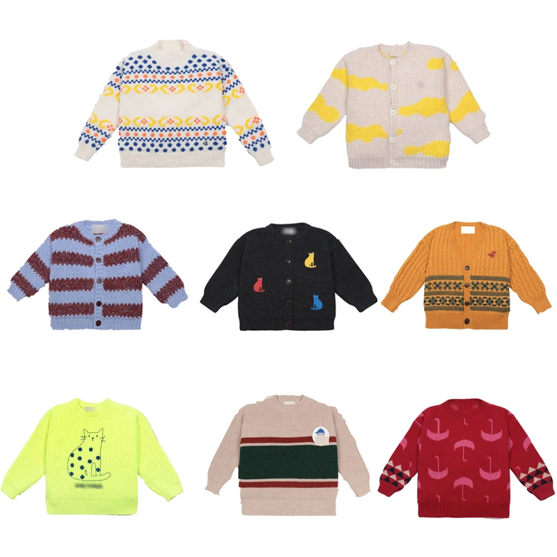 Детские свитера новинка 2020 Осень зима модный вязаный кардиган с принтом для