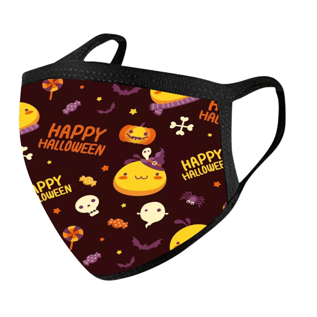 

5pcs Face Masks Kids Children Cartoon Halloween Pumpkin Funny Prints Washable And Reusable Mouth Cover Face Mask Mascarillas