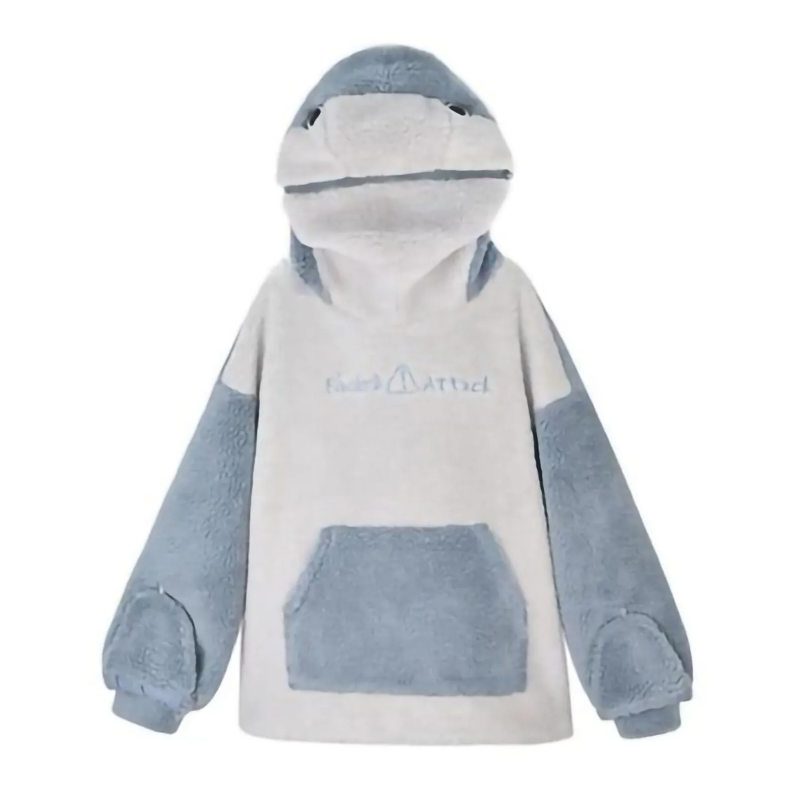 

Kawaii Cute Couple Hoodies Unisex Shark Hooded Oversized Sleeve Sweatshirt Pocket Kvindes Frakke Wearable Sweatshirt Tops Blue