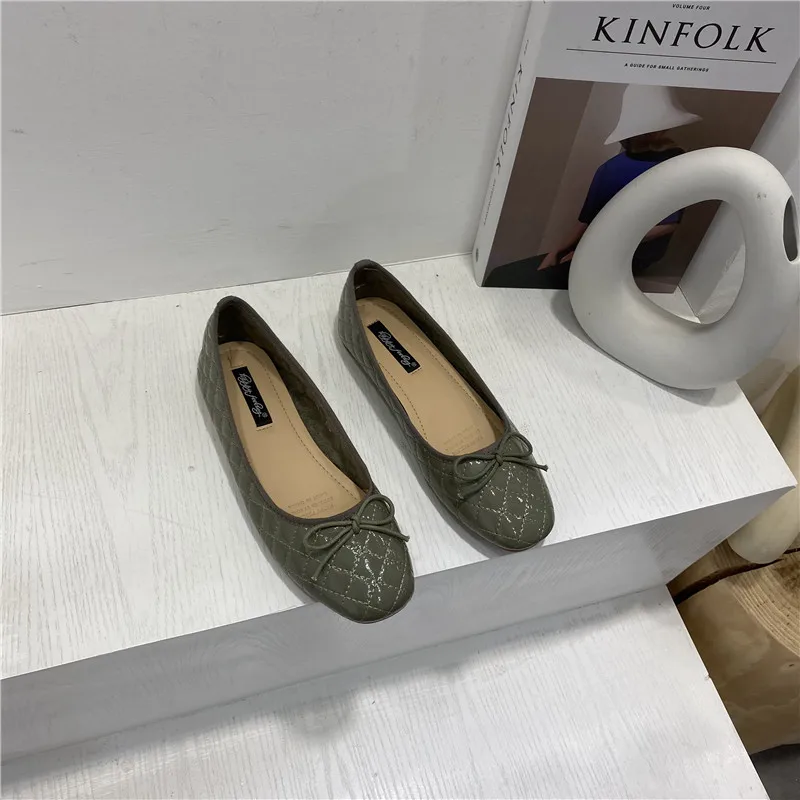 

Shallow Mouth Shoes Woman Flats Square Toe Casual Female Sneakers Bow-Knot Dress New Ballerinas Moccasin Summer Butterfly Spring