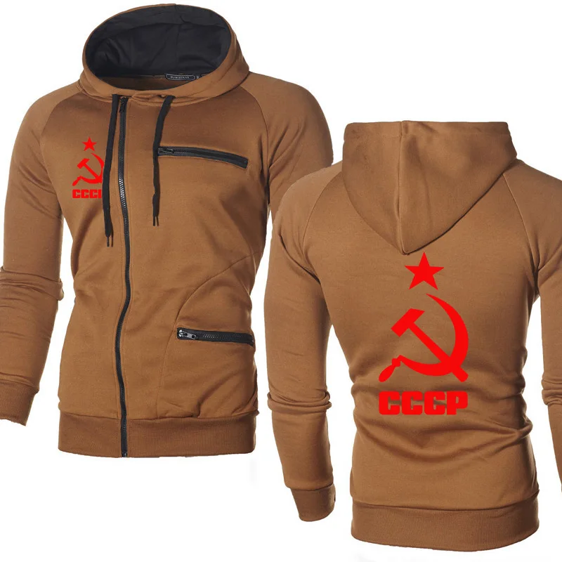 Мужская куртка CCCP, русская, советская, с принтом, уникальная, с капюшоном, мужская куртка, толстовка, флисовые спортивные костюмы, толстовки на молнии
