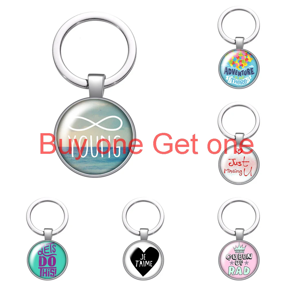 

Promise Je T'aime Love Words Glass Cabochon Keychain Bag Car Key Chain Ring Holder Silver Color Keychains for Men Women Gifts