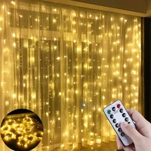Rideau lumineux LED pour fenêtre, 3M, guirlande lumineuse féerique avec télécommande, pour nouvel an, noël et décoration
