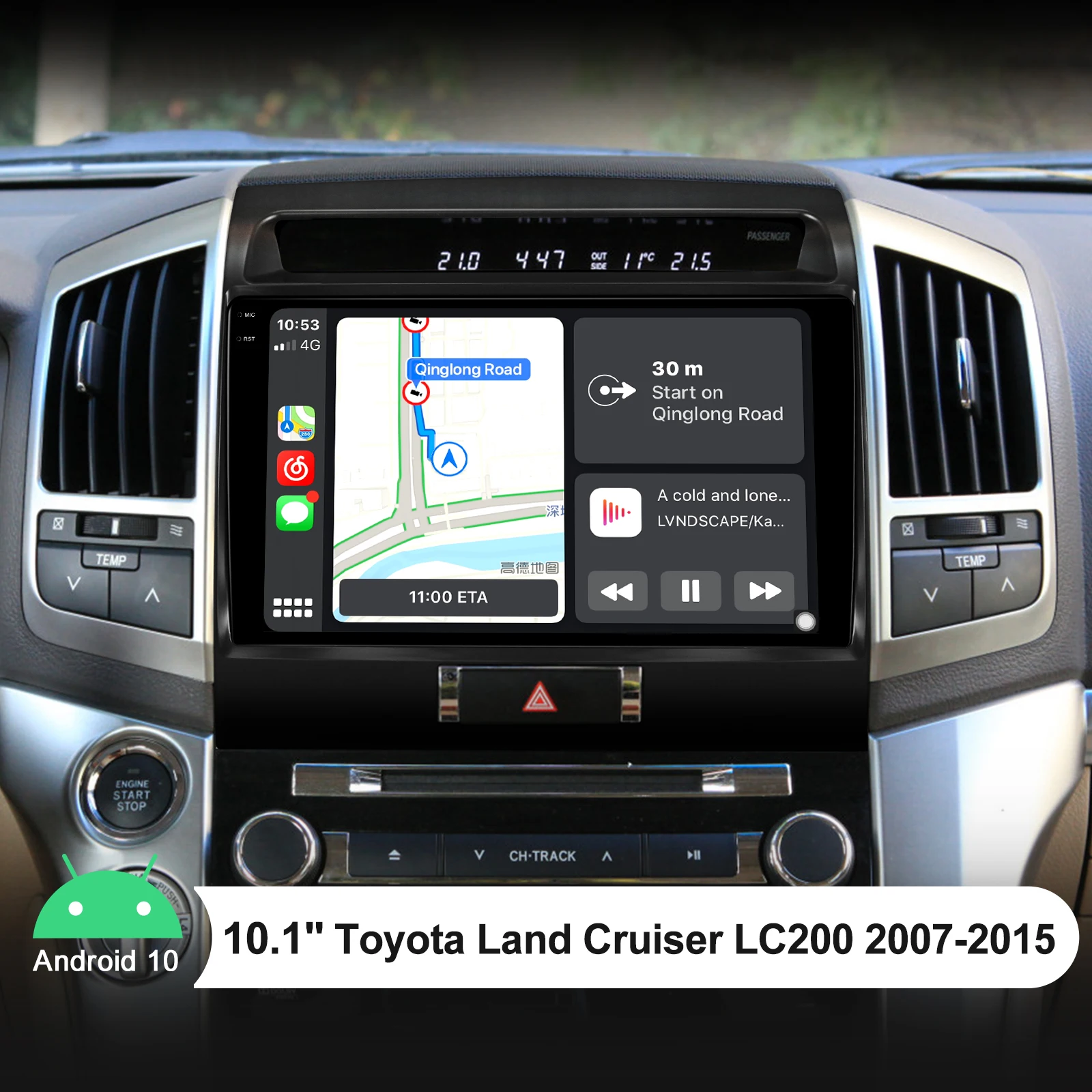 

Автомобильный радиоприемник 10,1 дюйма, Cd-плеер с поддержкой Wi-Fi/Bluetooth/Carplay/Android, автомобильный Android 10,0 для Toyota Land Cruiser LC200 2007-2015