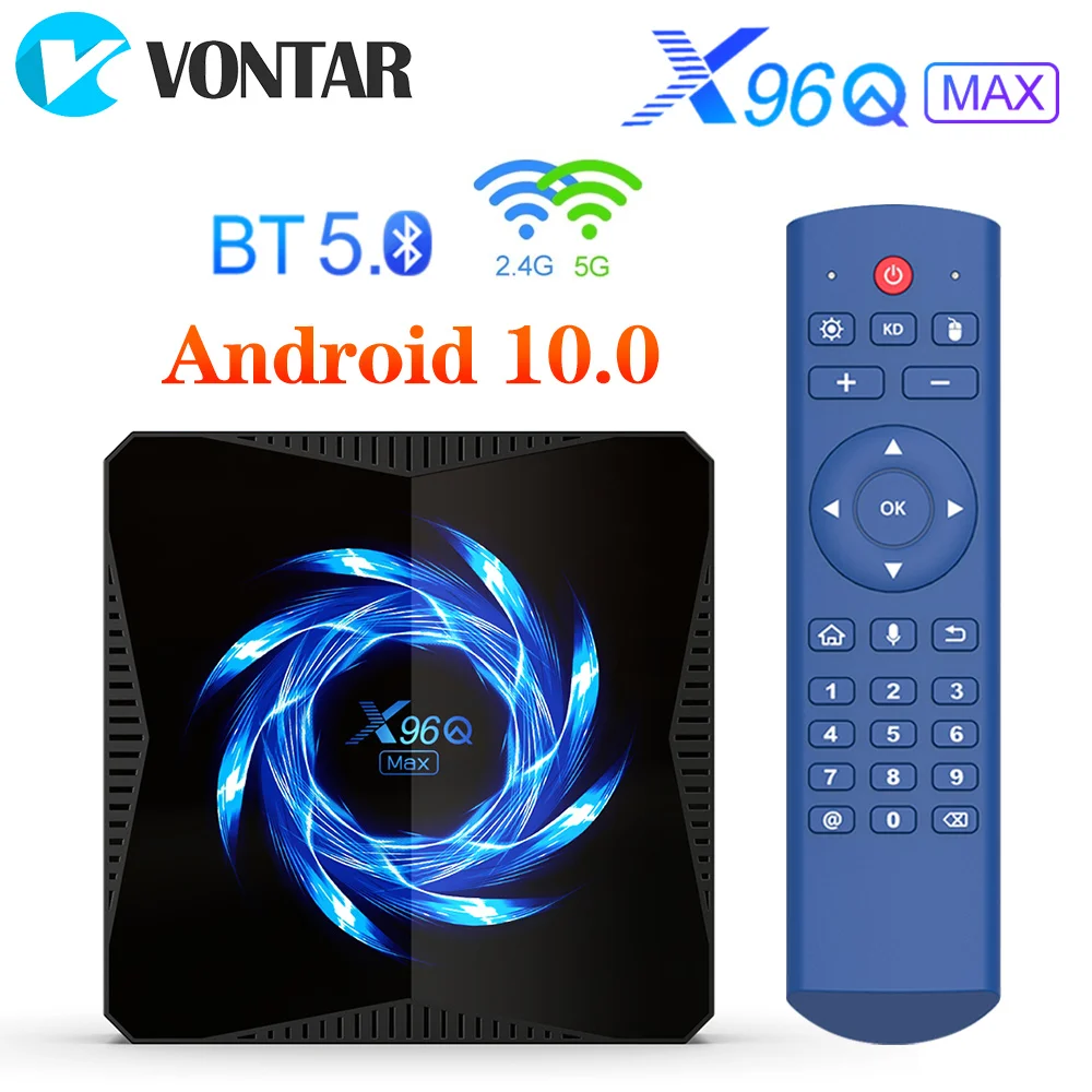 X96Q MAX для приставки Android Smart TV Box 10 TVbox Поддержка 2 4G & 5G двухъядерный процессор Wi Fi AC 6K