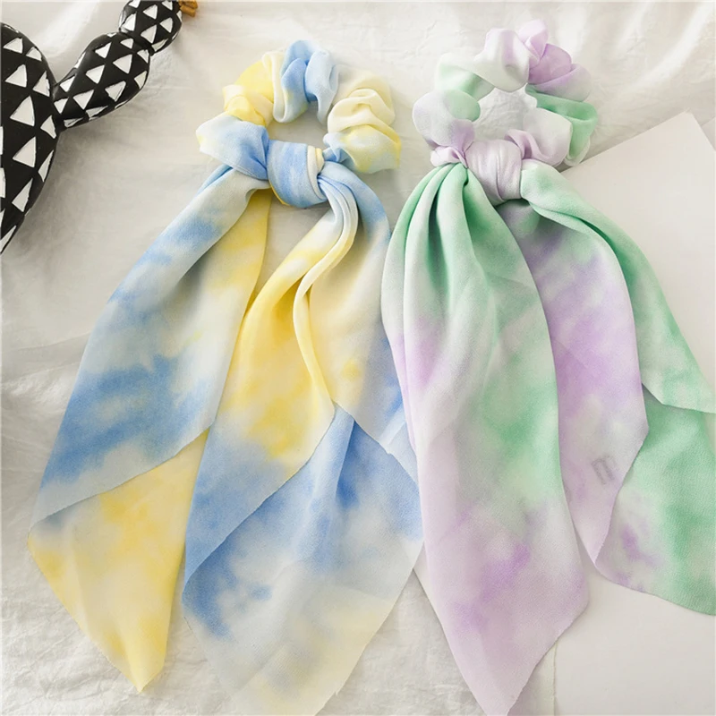 

Hair Circle Tie-dye Scrunchies Hair Tie Hair Band Rope Ribbon Ring Rubber headwear Silk Accessories Gradient Harajuke Hairbands