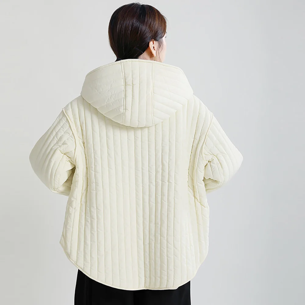 WQJGR Coats Woman Winter 2021 Cotton Thick Long Sleeve Hat Parkas Female Fashion Women's Clothing Warm Japan Style