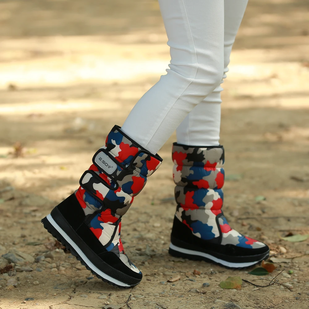 Зимние новые теплые камуфляжные сапоги для снега женские удобные хлопковые