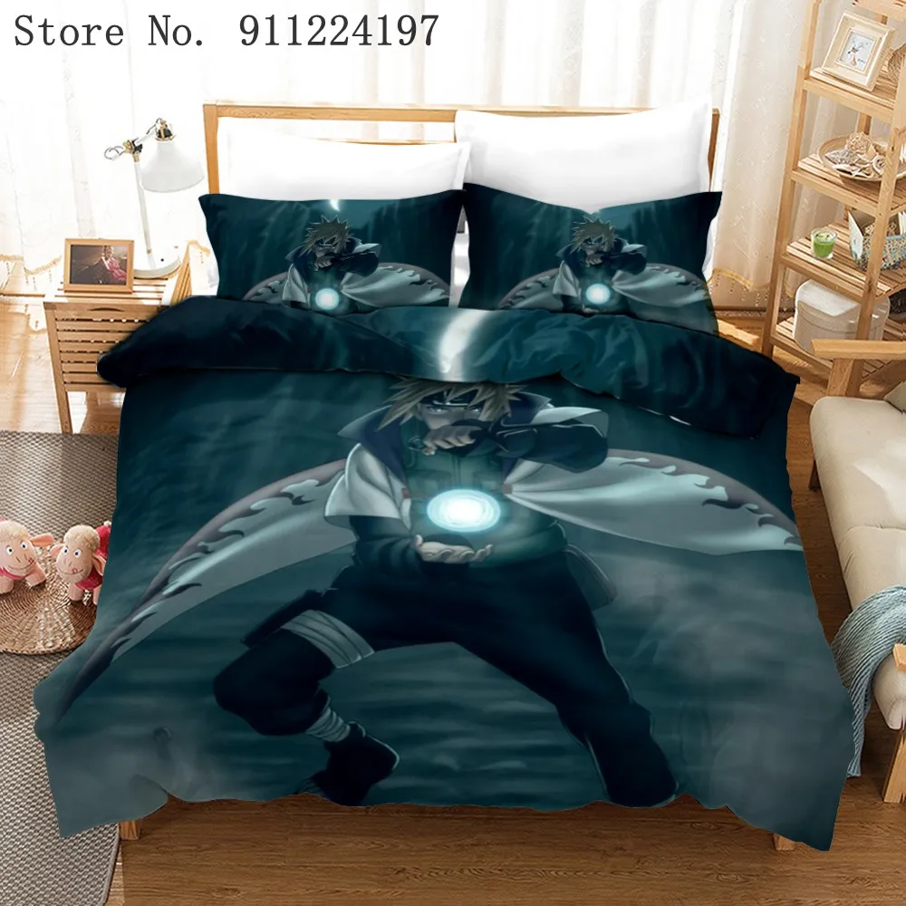 

New Design Uzumaki Naruto Printed Bed Linen Set NARUTO 3d Pattern Bedclothes Duvet Cover Set Pillowcase Children Bedroom Gifts