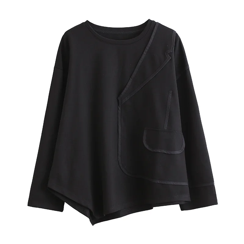 

Max LuLu 2021 Spring Style Tops Womens Plaid Patchwork Tees Ladies Long Sleeve Black Tshirts Female Casual Streetwear Big Size