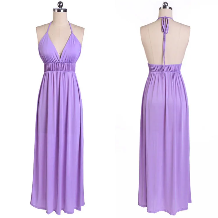 

2017 AliExpress Popular Women's European and American Sexy Deep V Sleeveless Dress High Waist Backles