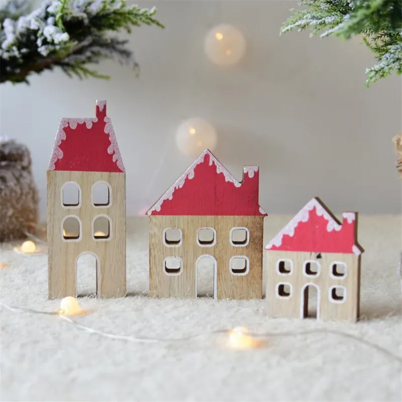 Горячая Распродажа рождественские украшения Маленькая деревянная модель дома