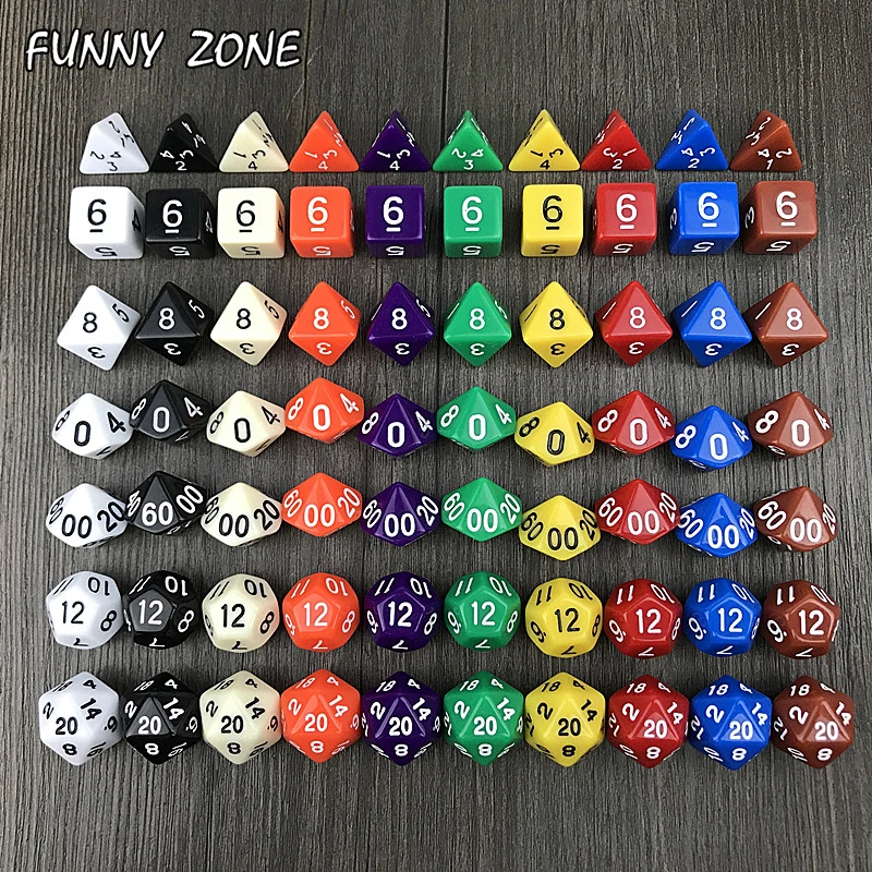 7 шт./компл. непрозрачная Двусторонняя игральная кость многогранная D4 D6 D8 D10 % D12 D20