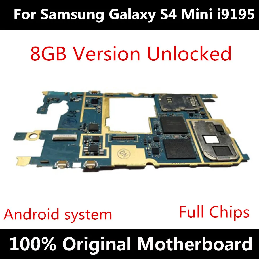Разблокированная материнская плата для Samsung Galaxy S4 Mini I9195 оригинальная с полными