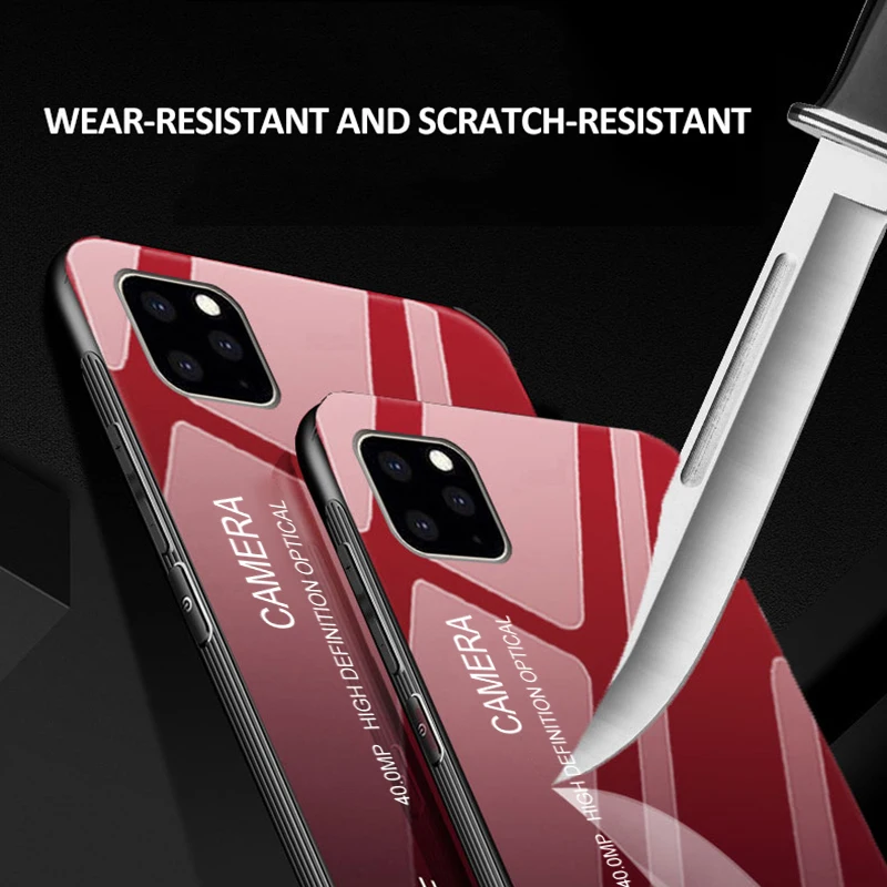 Чехол из градиентного стекла для Apple iphone 11 Pro Max оригинальный защитный чехол