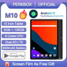 Perkbox 10 Inch Tablet Android 11.0 OS Octa Core 4G Network 8GB RAM 128GB ROM HD Screen WiFi Bluetooth Youtube Netflix Media Pad