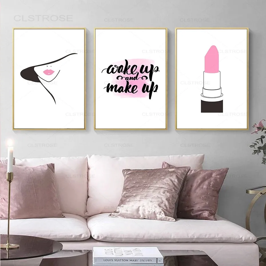 Современная модная розовая помада для макияжа фотография стены девушек