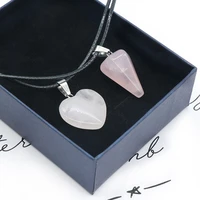 natural agates stons pendant necklace heart shape rose quartz set pendant necklace charms for women jewerly best gift