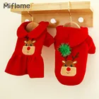 Одежда Miflame для пары собак, Рождественский костюм для собаки, зимние теплые наряды для щенков, платье для маленьких собак с изображением померанского Рождества, оленя, одежда для домашних питомцев, кошек