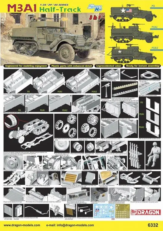 DRAGON 6332 1/35 Scale M3A1 Half-Track Model Kit |
