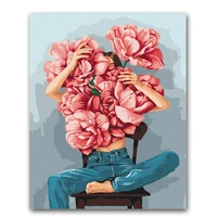 amtmbs abstract peony flower and girl diy painting by numbers adults drawing on canvas pictures by numbers wall art number decor