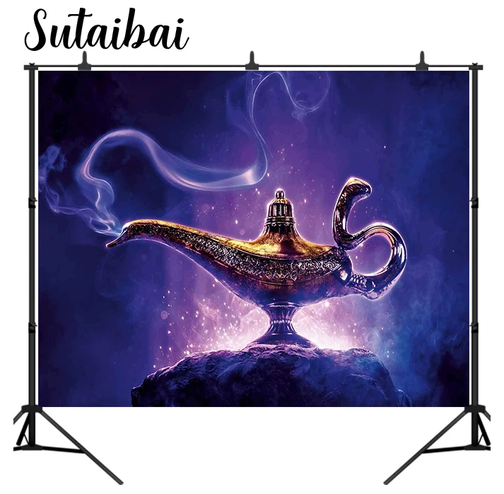 Enlarge Aladdin Lamp Backdrop Magic Genie Fairy Tale Photography Background for Baby Shower Birthday Party Cake Table Decoration