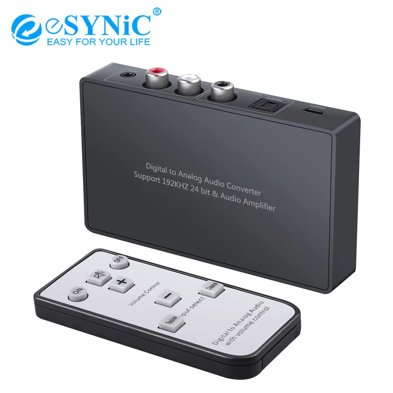 ESYNiC 192K DAC 5V преобразователь аудиосигнала из цифрового в аналоговый с ИК пульт