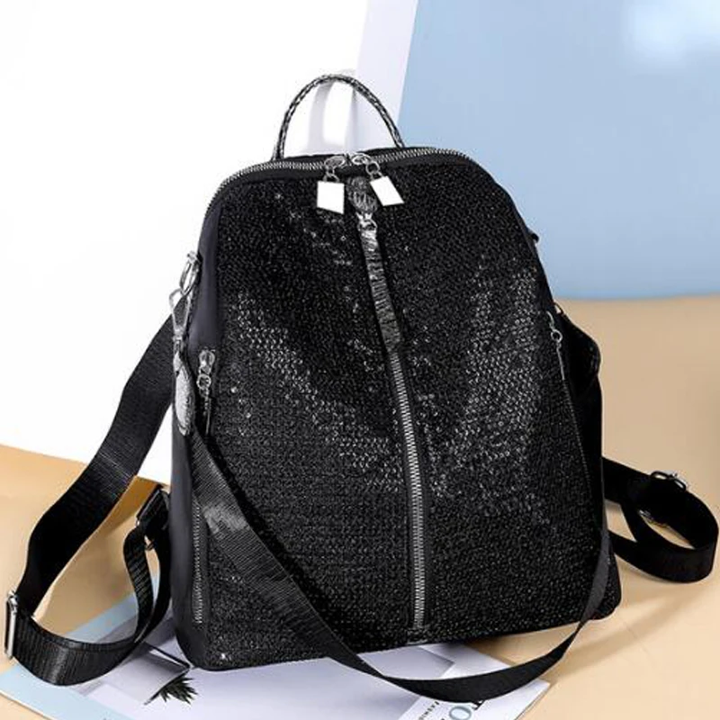 Женский винтажный рюкзак с блестками повседневный вместительный дорожный для
