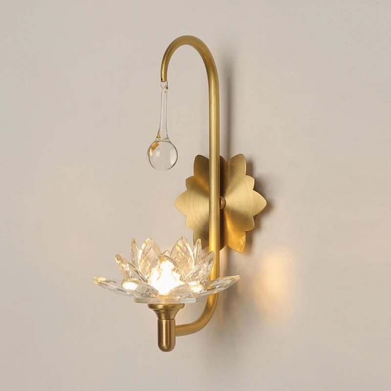 Роскошная хрустальная настенная лампа для гостиной прикроватная лотос