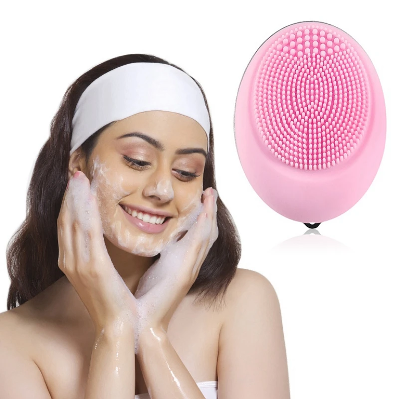 Черная электрическая силиконовая Очищающая щетка для лица Sonic Vibration Massage Smart Face
