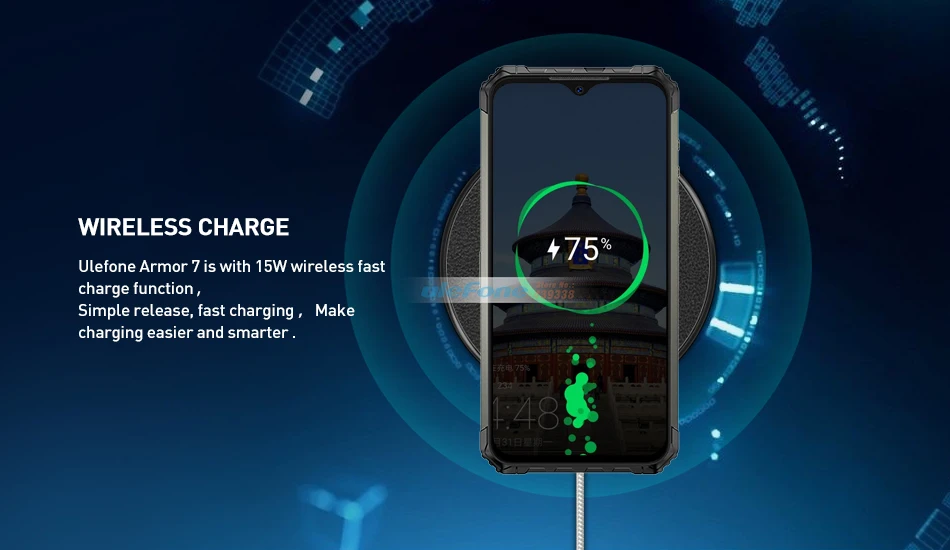 Смартфон Ulefone Armor 7 IP68, трекер сердечного ритма, Android 9,0, NFC Helio P90, четыре ядра, 6,3 дюйма, 8 ГБ+ 128 ГБ, 48MP, 4G, 5500 мАч, телефон