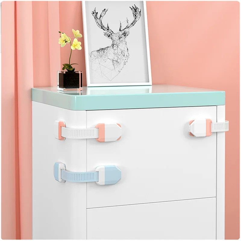 

2021 New Cartoon Rabbit Multicolor Baby Anti-pinch Drawer Lock Baby Lock Buckle Bendable Cabinet Wardrobe Door Safety Lock
