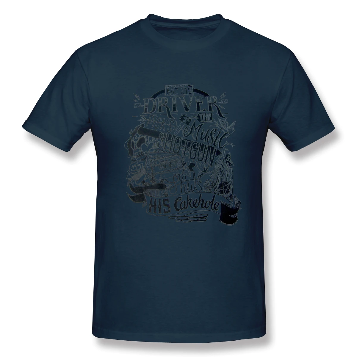 

Music Driver Skull Casual Print Man's T-shirt 100% Cotton Summer Graphic T Shirts Top Tees Plus Sizes Clothes