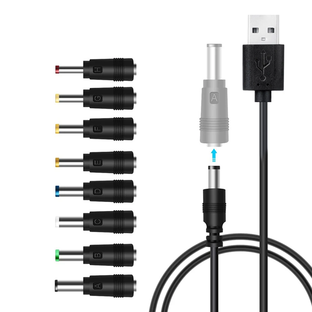 

Универсальный кабель питания постоянного тока на 5 В, USB-штекер постоянного тока, зарядный шнур с 8 разъемами, адаптер для маршрутизатора, осв...