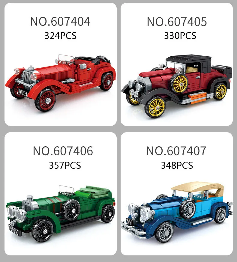 Technical car block Rolls Royce Silver Ghost 1920 Benz Arocs 3245 bentleying blower 1930 Duesenberg Model J vehicle bricks toy