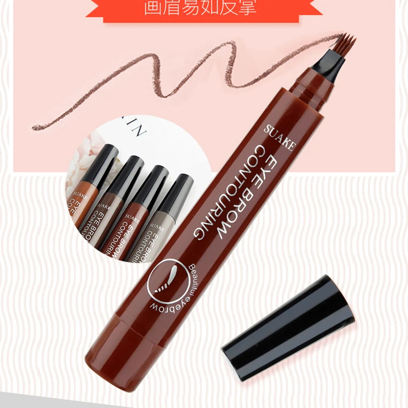 Тонкий эскиз бровей ручка водонепроницаемый вилка кончик Карандаш для