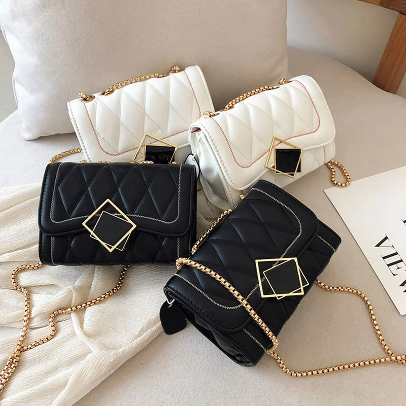 Модная женская сумка маленькая квадратная на одно плечо через цепочке роскошные