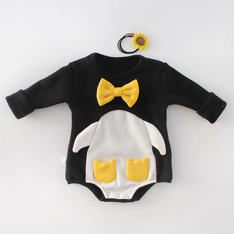

Autumn Winter Infant Baby Boys Girls Rompers Baby Clothes Penguin Long Sleeve Thicken Rompers Baby Boys Girls Rompers