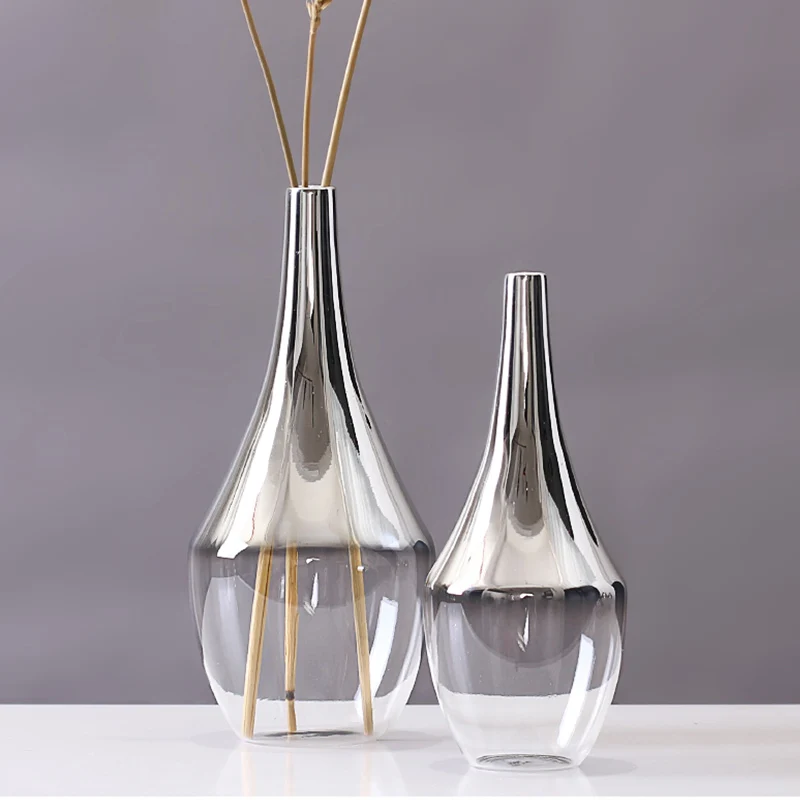 Стеклянная ваза для цветов в скандинавском стиле креативная Серебряная
