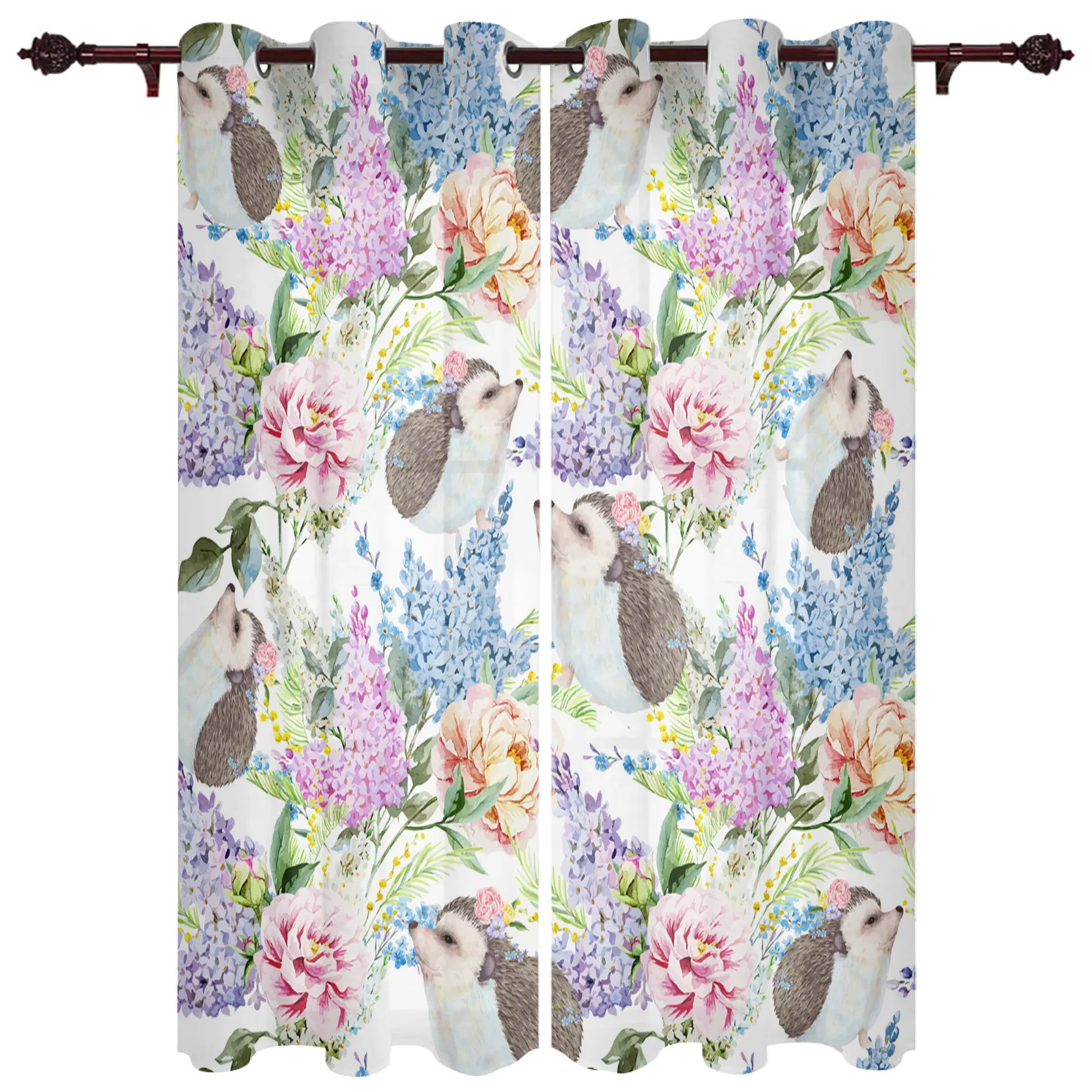 

Цветочные оконные шторы с ежиком для спальни, рождественские занавески для гостиной, домашний декор, кухонные занавески, панели