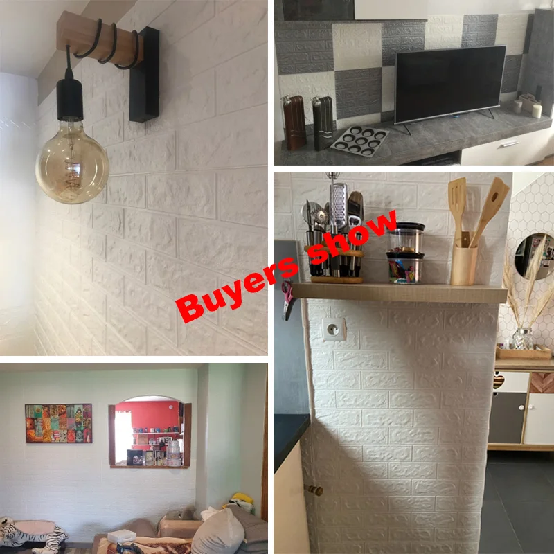 

10/15/30Pcs Self-Adhesive 3D Brick Sticker DIY Waterproof Foam Wallpaper Kids Room Kitchen Roof Ceiling Background Wall Decals