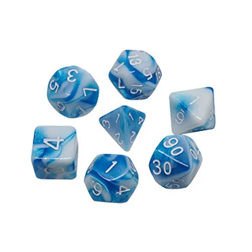 03 - blue white 7 шт./компл. многогранные DnD смешанные Цвет кости для ролевой игры «Подземелья и Драконы настольные игры D4, D6, D8, D10, D%, D12, D20 - Цвет: 03 - blue white