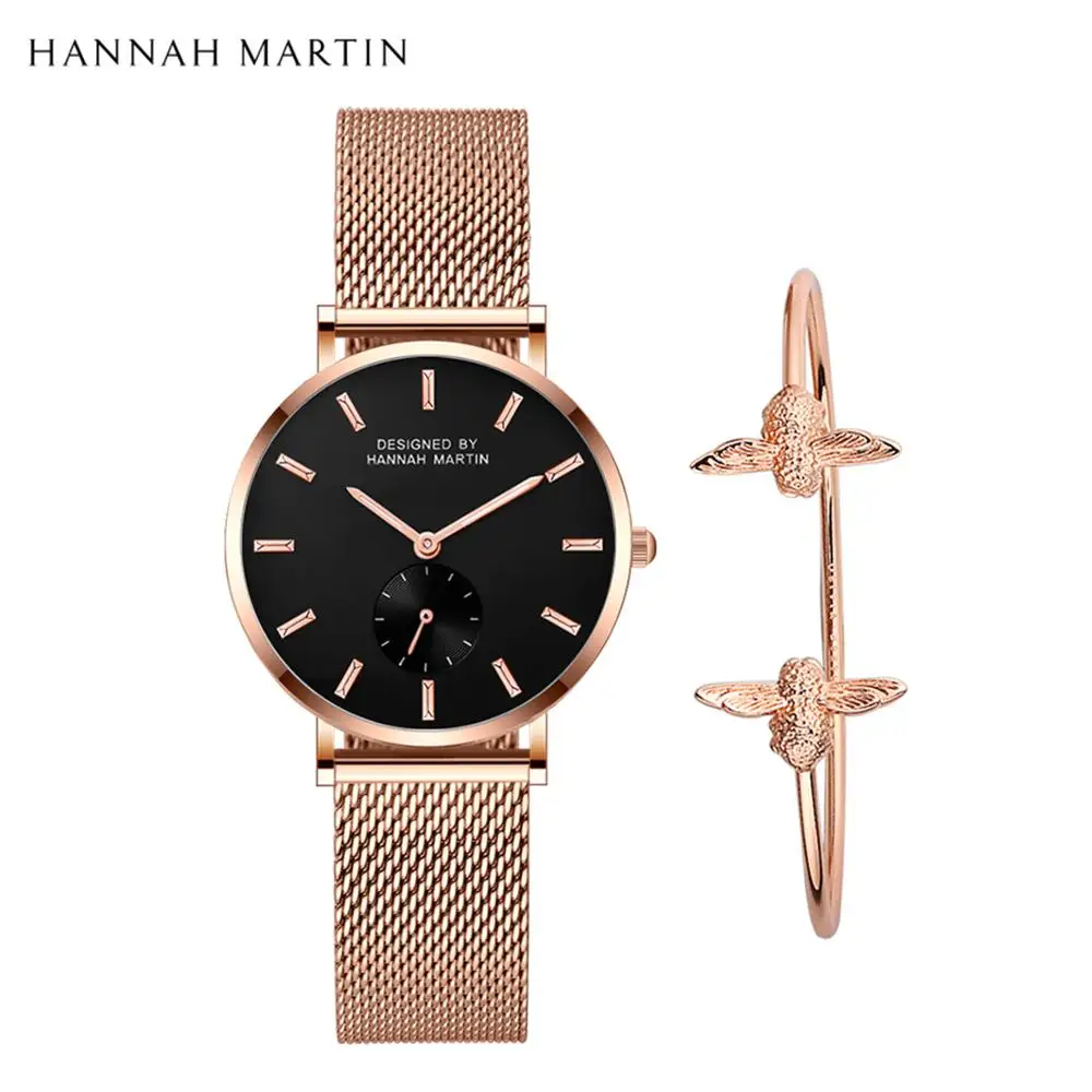 Классические женские кварцевые часы Hannah Martin модные простые водонепроницаемые