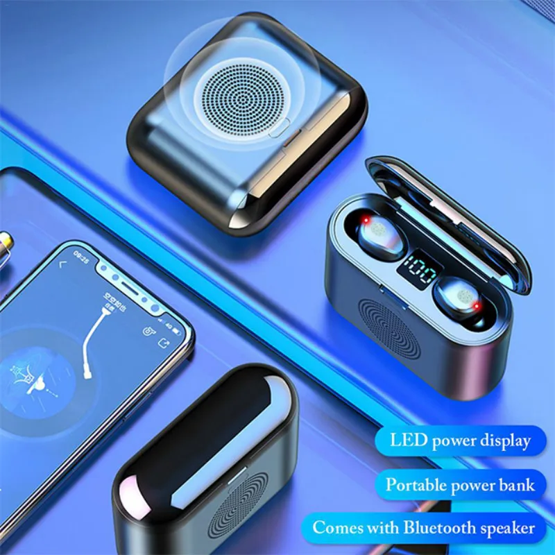 Новая беспроводная Bluetooth гарнитура F9 Auriculares TWS наушники три в одном мини динамик с